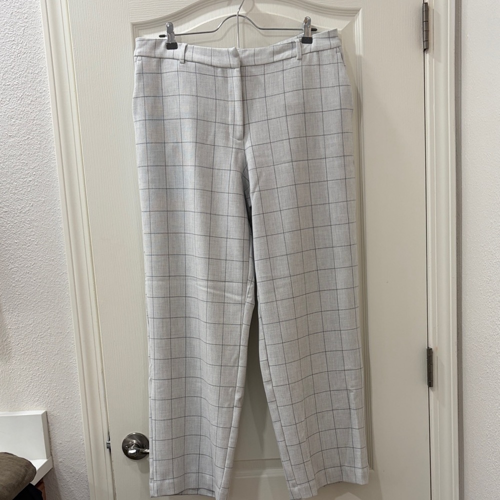 Rachel Zoe Light Gray Windowpane Trousers sz 12